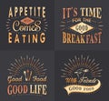 Set of Vintage Food Typographic Quotes Royalty Free Stock Photo