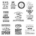 Set of vintage food typographic quotes Royalty Free Stock Photo