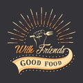 Set of Vintage Food Typographic Quotes Royalty Free Stock Photo