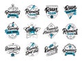 Set of vintage Football emblems and stamps. Sport colorful badges, templates and stickers for Football club Royalty Free Stock Photo