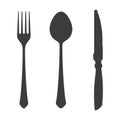 Set of vintage fork, knife and spoon icon. Flat vector illustration isolated on white Royalty Free Stock Photo