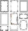 Set of vintage frames, borders. Retro art nouveau style backgrounds. Black and white vector illustrations Royalty Free Stock Photo