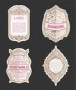 Set of Vintage frames for labels. Gold stickers bottle beer