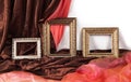 Set of vintage frames on textile background Royalty Free Stock Photo