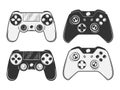 Set of vintage gamepad emblems, labels, badges, logos and design elements.