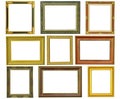 Set of vintage gold picture frame isolated