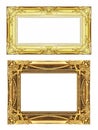 Set 2 of Vintage golden frame with blank space, clipping path Royalty Free Stock Photo