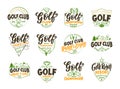 Set of vintage Golf emblems and stamps. Colorful badges, templates and stickers for Golf club