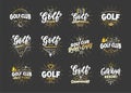 Set of vintage Golf emblems and stamps. Sport badges, templates and stickers for Golf club Royalty Free Stock Photo