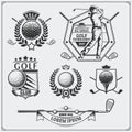 Set of vintage golf labels, badges, emblems and design elements.