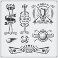 Set of vintage golf labels, badges, emblems and design elements.