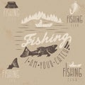 Set of vintage grunge labels with fishing Royalty Free Stock Photo