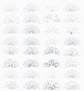 Set of vintage hand drawn sunburst rays design elements, halves, explosion, fireworks, black rays, illustration Royalty Free Stock Photo