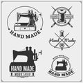 Set of vintage hand made labels, badges, emblems and design elements.