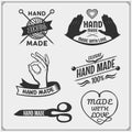 Set of vintage hand made labels, badges, emblems and design elements.