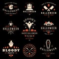 Set Vintage Happy Halloween Badges and Labels