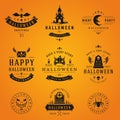 Set Vintage Happy Halloween Badges and Labels Royalty Free Stock Photo