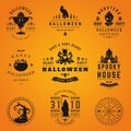 Set Vintage Happy Halloween Badges and Labels Royalty Free Stock Photo