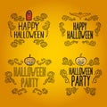 Set of vintage happy halloween banners and labels Royalty Free Stock Photo