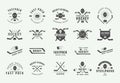Set of vintage hockey emblems, logos, badges, labels and design elements. Graphic Art.