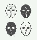 Set of vintage hockey masks in different color. Royalty Free Stock Photo