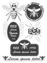 Set of vintage honey, bees labels, badges and design elements. Royalty Free Stock Photo