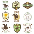 Set of vintage horse polo club labels