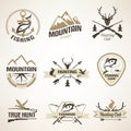 Set of vintage hunting and fishing emblems