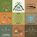 Set of vintage hunting labels and design elements