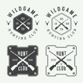 Set of vintage hunting labels, logo, badge and design elements. Royalty Free Stock Photo