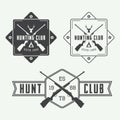 Set of vintage hunting labels, logo, badge and design elements. Royalty Free Stock Photo