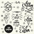 Set of vintage ice cream shop logo badges and Royalty Free Stock Photo