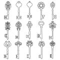 Set of vintage keys. vintage key vector icon. Key symbol illustration. Royalty Free Stock Photo