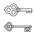 Set of vintage keys. vintage key vector icon. Key symbol illustration. Royalty Free Stock Photo