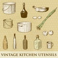 Set of vintage kitchen utensils