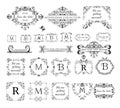 Set of vintage labels, headers and frames for wedding invitation, greeting card, logo templates, monogram, menu card, restaurant, Royalty Free Stock Photo