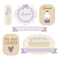 Set of vintage labels with lavender,