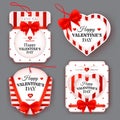 Set with vintage labels on Valentine's Day Royalty Free Stock Photo