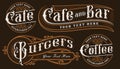 Set of vintage lettering illustrations of catering. Royalty Free Stock Photo