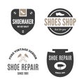 Set of vintage logo, badge, emblem or logotype elements for shoemaker, shoes shop and shoes repair