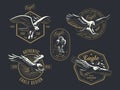 Set of the vintage logo with the eagle