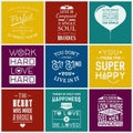 Set of vintage love typographic quotes