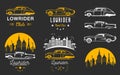 Set Vintage Lowrider Logo Badge and Sign Royalty Free Stock Photo