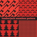 Set of vintage Lumberjack backgrounds, trendy Hipster Buffalo Check ,Tartan and Gingham Patterns