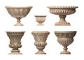 Set of vintage marble classic garden vases