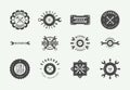 Set of vintage mechanic label, emblem, badge and logo. Vector illustration. Royalty Free Stock Photo