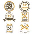 Set of vintage mechanic labels, emblems and logo