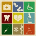 Set of vintage medical icons