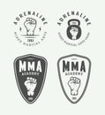 Set of vintage mixed martial arts or fighting club logos, emblem Royalty Free Stock Photo