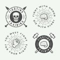 Set of vintage mixed martial arts or fighting club logos, emblem Royalty Free Stock Photo